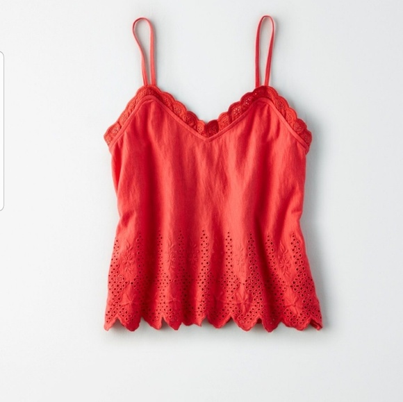 American Eagle Outfitters Tops - Red eyelet tank